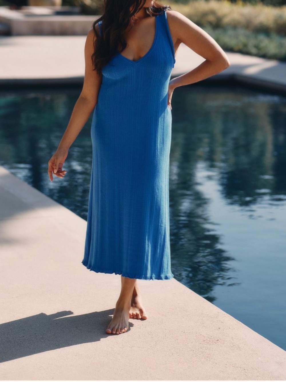 Anthropologie Daily Practice Azure Sapphire Knit midi DRESS Large - NWT $128 - Picture 5 of 16